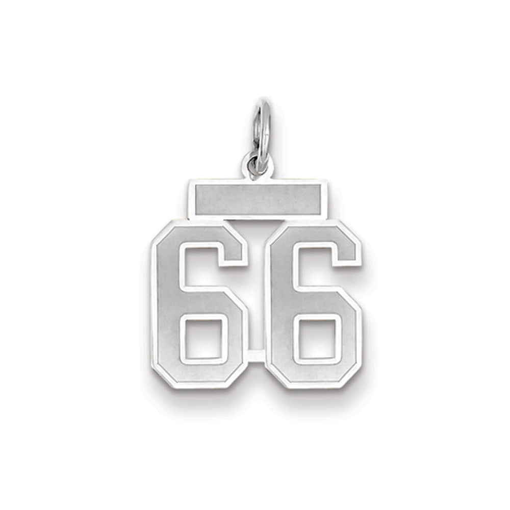 14k White Gold, Jersey Collection, Small Number 66 Pendant, Item P10401-66 by The Black Bow Jewelry Co.