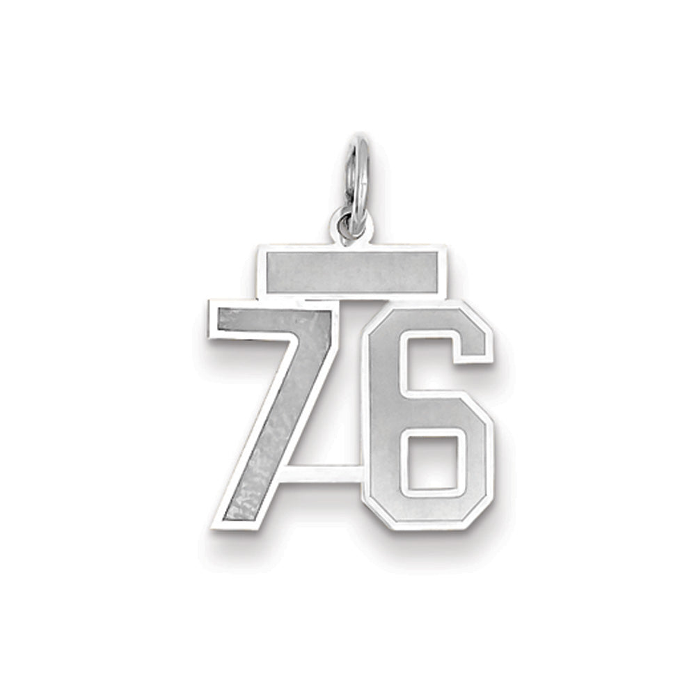14k White Gold, Jersey Collection, Small Number 76 Pendant, Item P10401-76 by The Black Bow Jewelry Co.