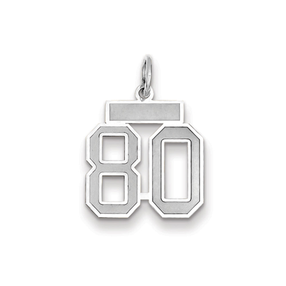 14k White Gold, Jersey Collection, Small Number 80 Pendant, Item P10401-80 by The Black Bow Jewelry Co.