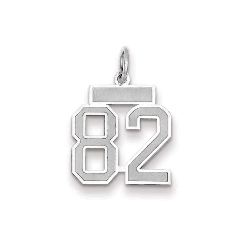 14k White Gold, Jersey Collection, Small Number 82 Pendant, Item P10401-82 by The Black Bow Jewelry Co.