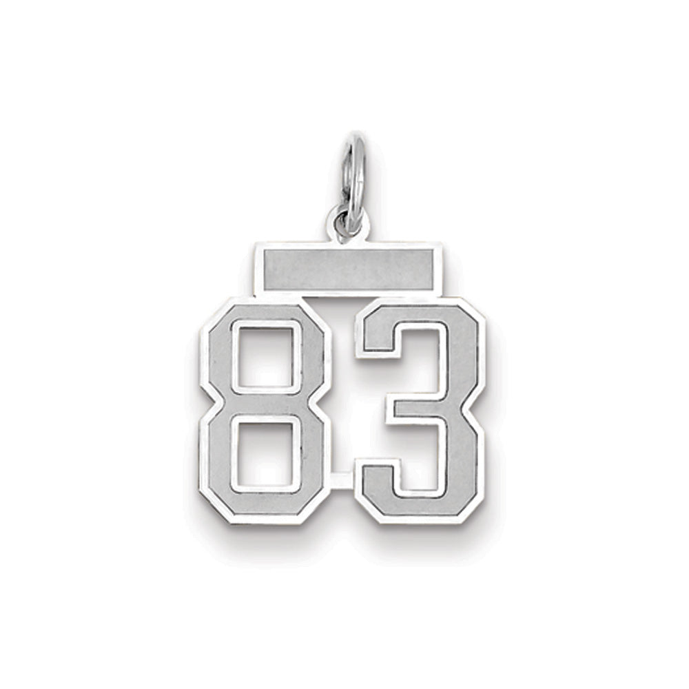 14k White Gold, Jersey Collection, Small Number 83 Pendant, Item P10401-83 by The Black Bow Jewelry Co.