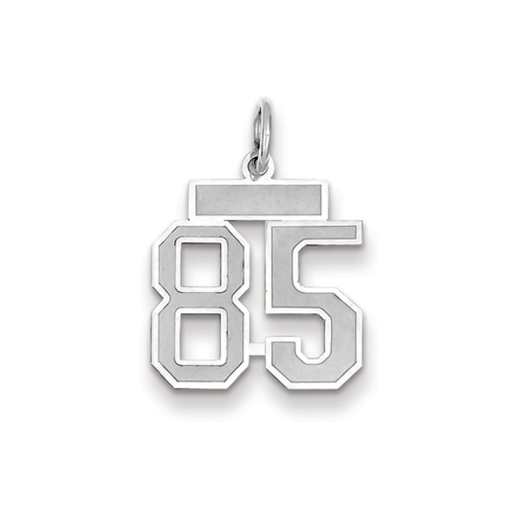 14k White Gold, Jersey Collection, Small Number 85 Pendant, Item P10401-85 by The Black Bow Jewelry Co.