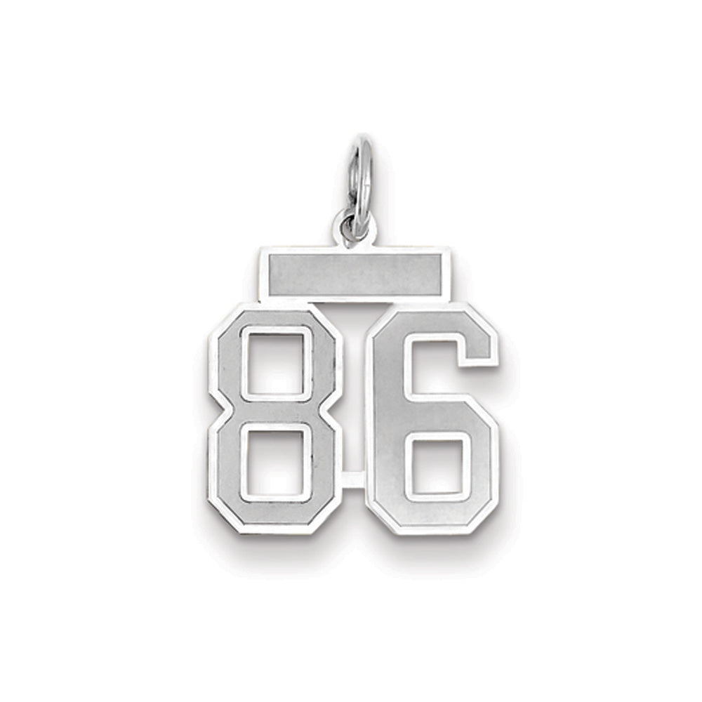 14k White Gold, Jersey Collection, Small Number 86 Pendant, Item P10401-86 by The Black Bow Jewelry Co.