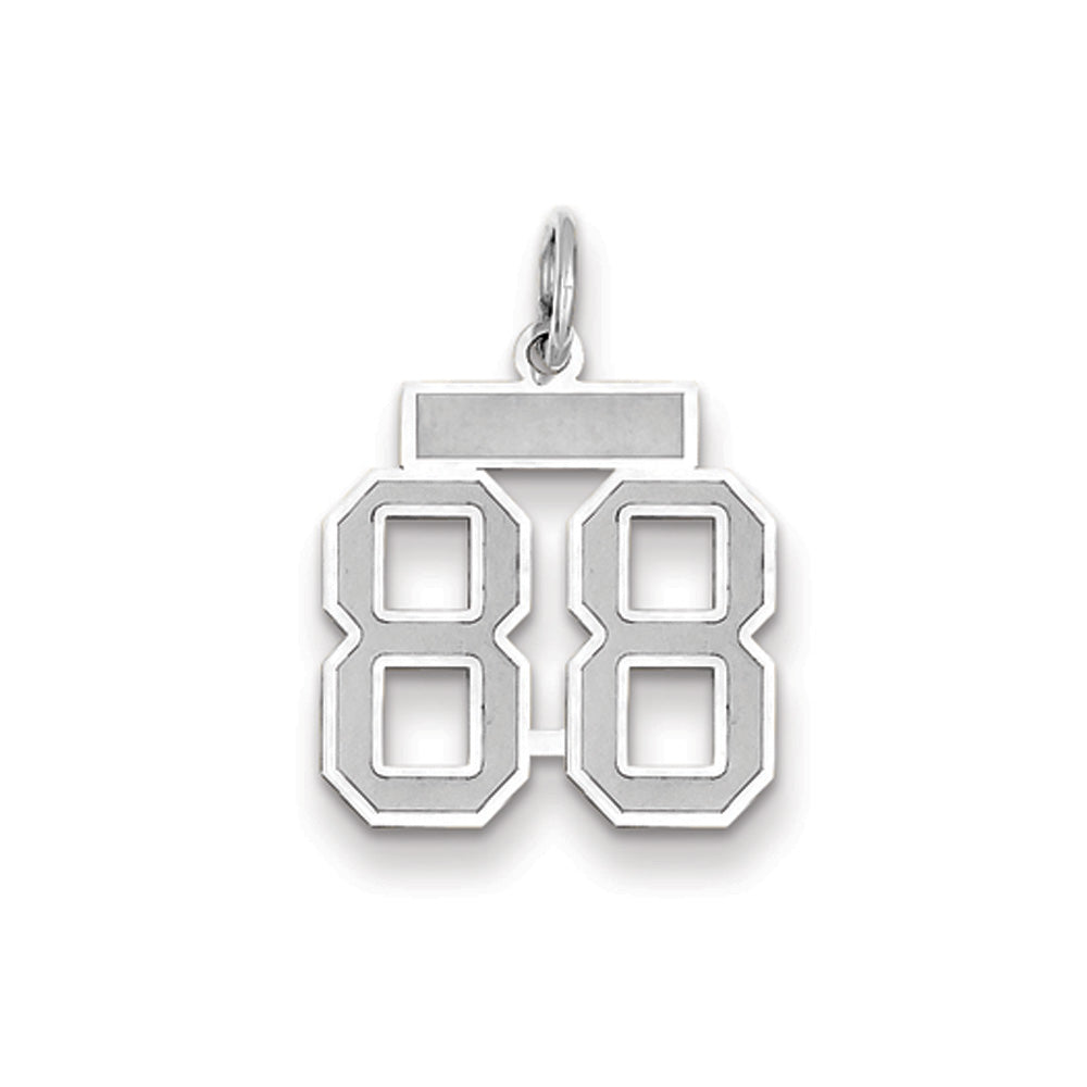 14k White Gold, Jersey Collection, Small Number 88 Pendant, Item P10401-88 by The Black Bow Jewelry Co.