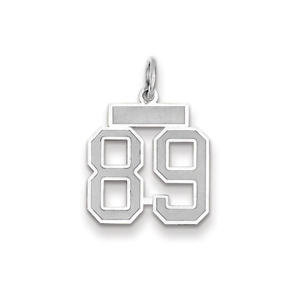 14k White Gold, Jersey Collection, Small Number 89 Pendant, Item P10401-89 by The Black Bow Jewelry Co.