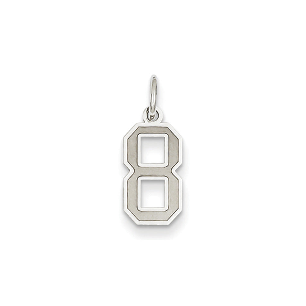 14k White Gold, Jersey Collection, Small Number 8 Pendant, Item P10401-8 by The Black Bow Jewelry Co.