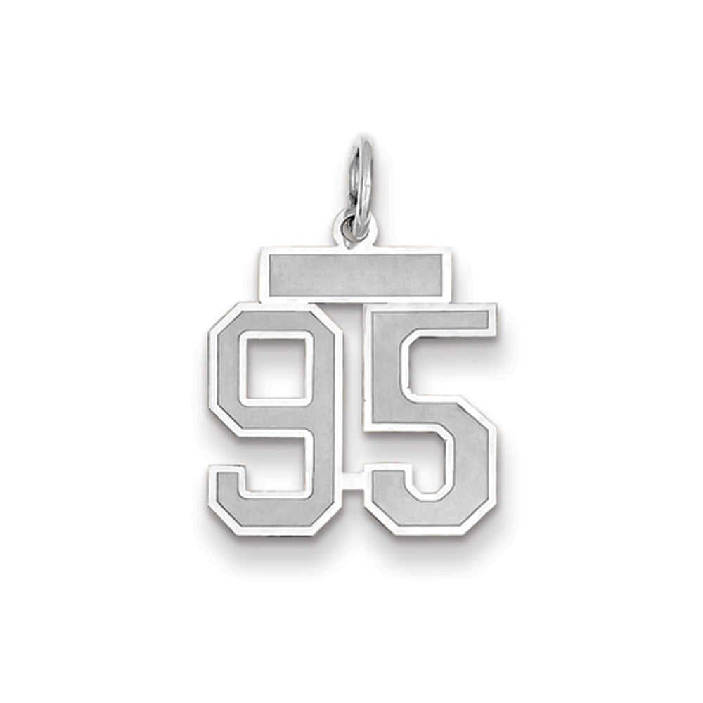14k White Gold, Jersey Collection, Small Number 95 Pendant, Item P10401-95 by The Black Bow Jewelry Co.
