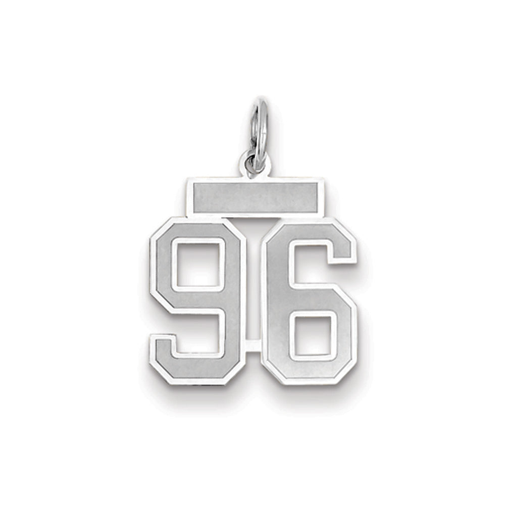 14k White Gold, Jersey Collection, Small Number 96 Pendant, Item P10401-96 by The Black Bow Jewelry Co.