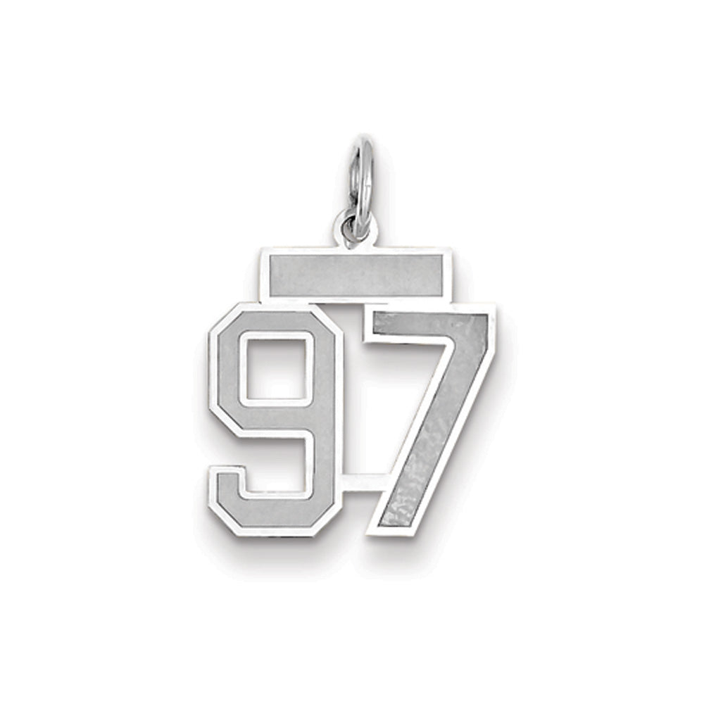 14k White Gold, Jersey Collection, Small Number 97 Pendant, Item P10401-97 by The Black Bow Jewelry Co.