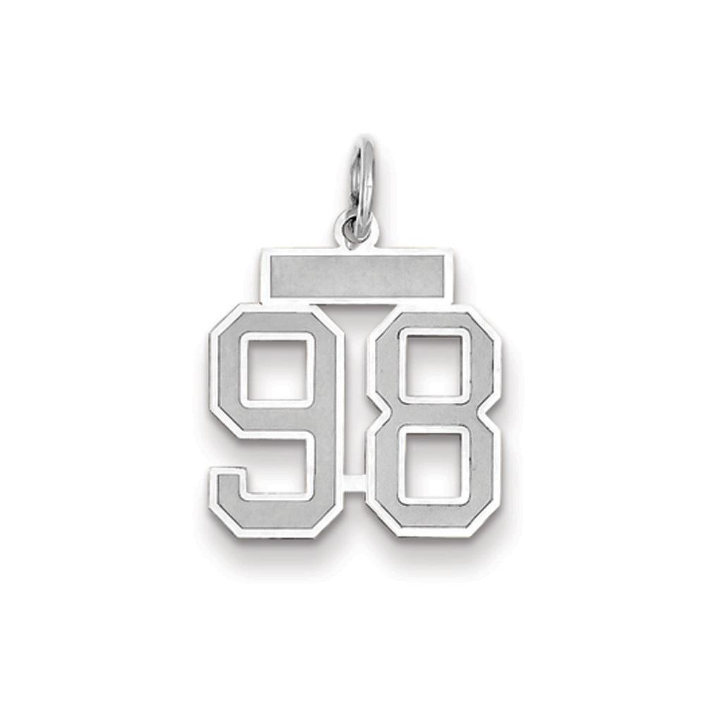14k White Gold, Jersey Collection, Small Number 98 Pendant, Item P10401-98 by The Black Bow Jewelry Co.