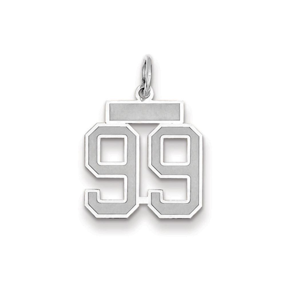 14k White Gold, Jersey Collection, Small Number 99 Pendant, Item P10401-99 by The Black Bow Jewelry Co.
