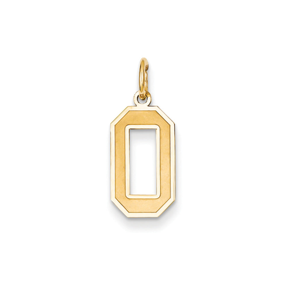 14k Yellow Gold, Jersey Collection, Medium Number 0 Pendant, Item P10402-0 by The Black Bow Jewelry Co.