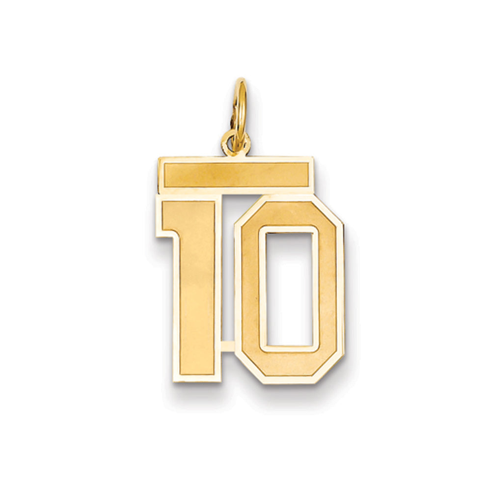 14k Yellow Gold, Jersey Collection, Medium Number 10 Pendant, Item P10402-10 by The Black Bow Jewelry Co.