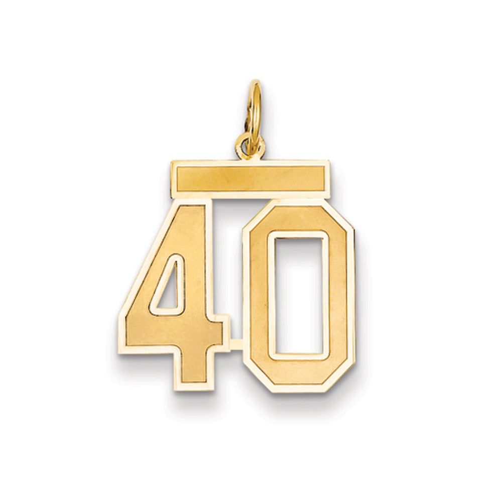 14k Yellow Gold, Jersey Collection, Medium Number 40 Pendant, Item P10402-40 by The Black Bow Jewelry Co.