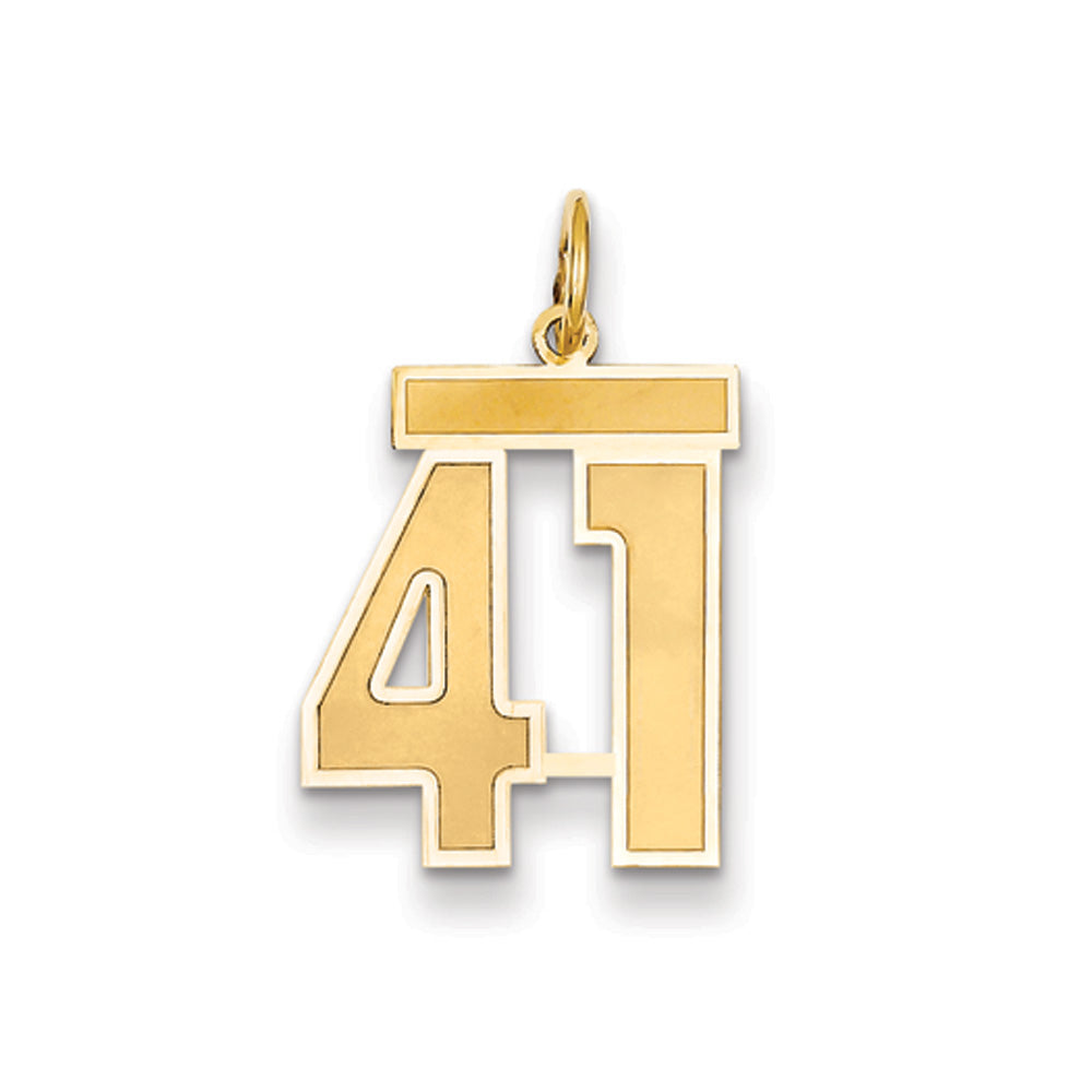 14k Yellow Gold, Jersey Collection, Medium Number 41 Pendant, Item P10402-41 by The Black Bow Jewelry Co.