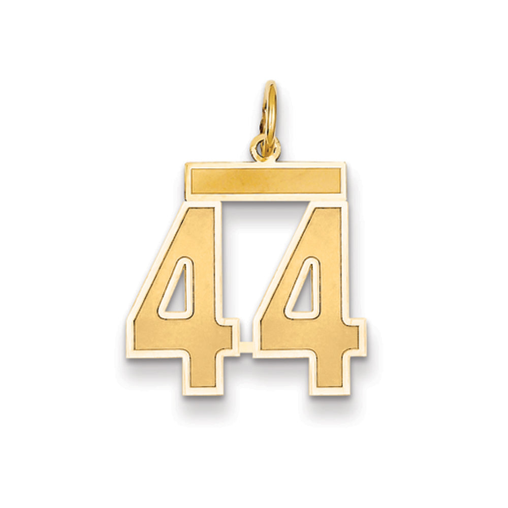 14k Yellow Gold, Jersey Collection, Medium Number 44 Pendant, Item P10402-44 by The Black Bow Jewelry Co.