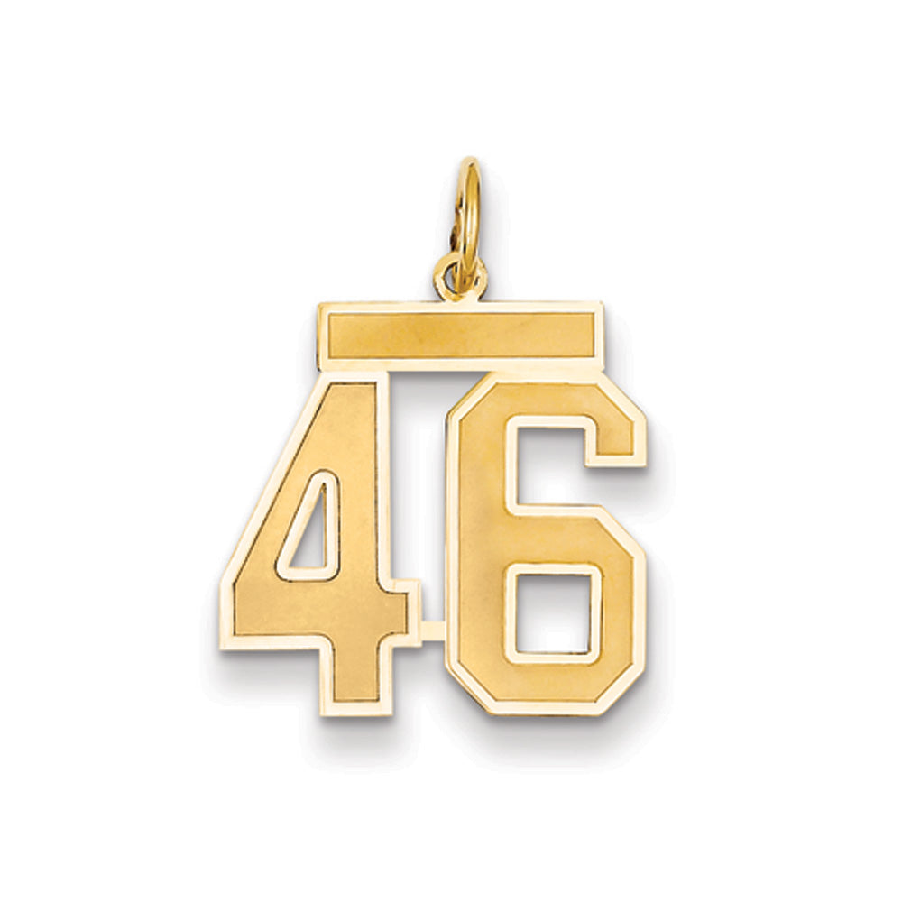 14k Yellow Gold, Jersey Collection, Medium Number 46 Pendant, Item P10402-46 by The Black Bow Jewelry Co.