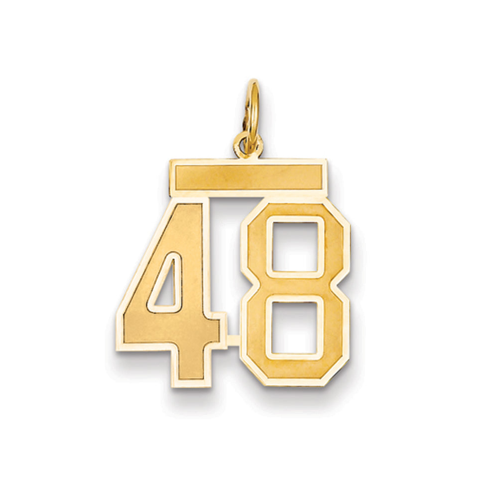 14k Yellow Gold, Jersey Collection, Medium Number 48 Pendant, Item P10402-48 by The Black Bow Jewelry Co.
