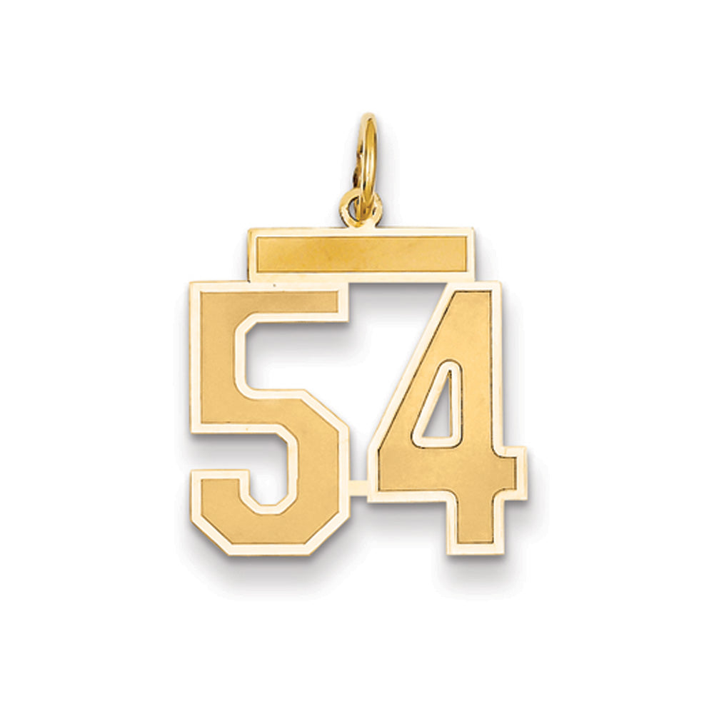 14k Yellow Gold, Jersey Collection, Medium Number 54 Pendant, Item P10402-54 by The Black Bow Jewelry Co.