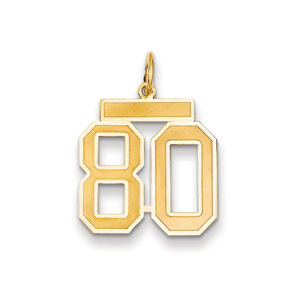 14k Yellow Gold, Jersey Collection, Medium Number 80 Pendant, Item P10402-80 by The Black Bow Jewelry Co.
