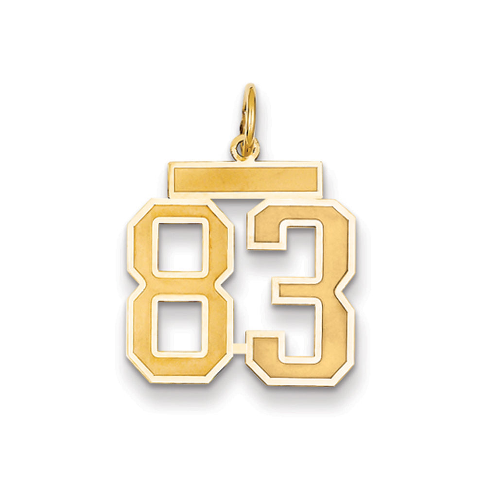 14k Yellow Gold, Jersey Collection, Medium Number 83 Pendant, Item P10402-83 by The Black Bow Jewelry Co.