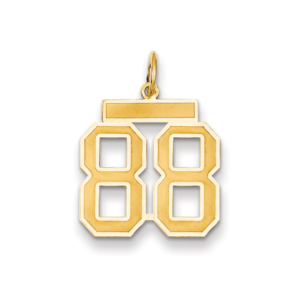 14k Yellow Gold, Jersey Collection, Medium Number 88 Pendant, Item P10402-88 by The Black Bow Jewelry Co.