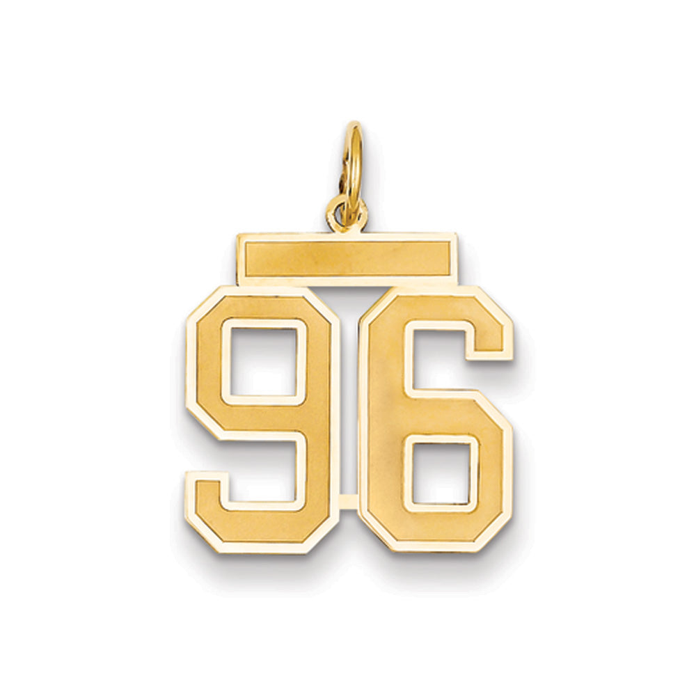 14k Yellow Gold, Jersey Collection, Medium Number 96 Pendant, Item P10402-96 by The Black Bow Jewelry Co.