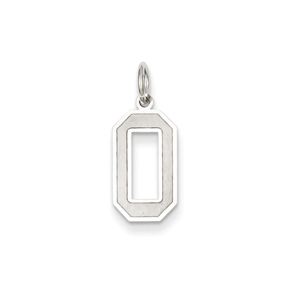 14k White Gold, Jersey Collection, Medium Number 0 Pendant, Item P10403-0 by The Black Bow Jewelry Co.