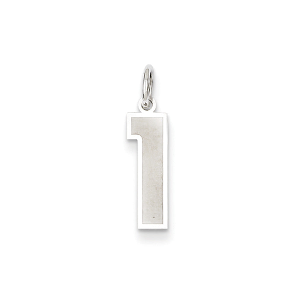 14k White Gold, Jersey Collection, Medium Number 1 Pendant, Item P10403-1 by The Black Bow Jewelry Co.