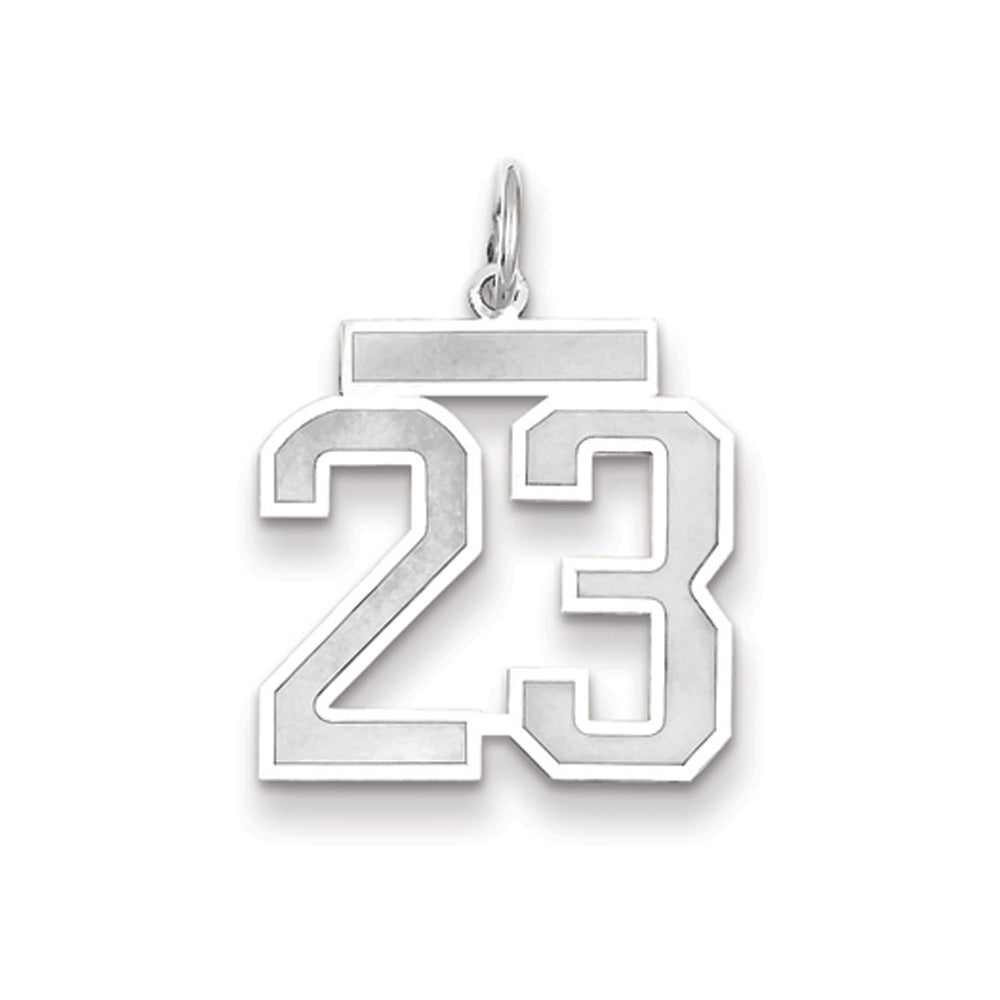 14k White Gold, Jersey Collection, Medium Number 23 Pendant, Item P10403-23 by The Black Bow Jewelry Co.