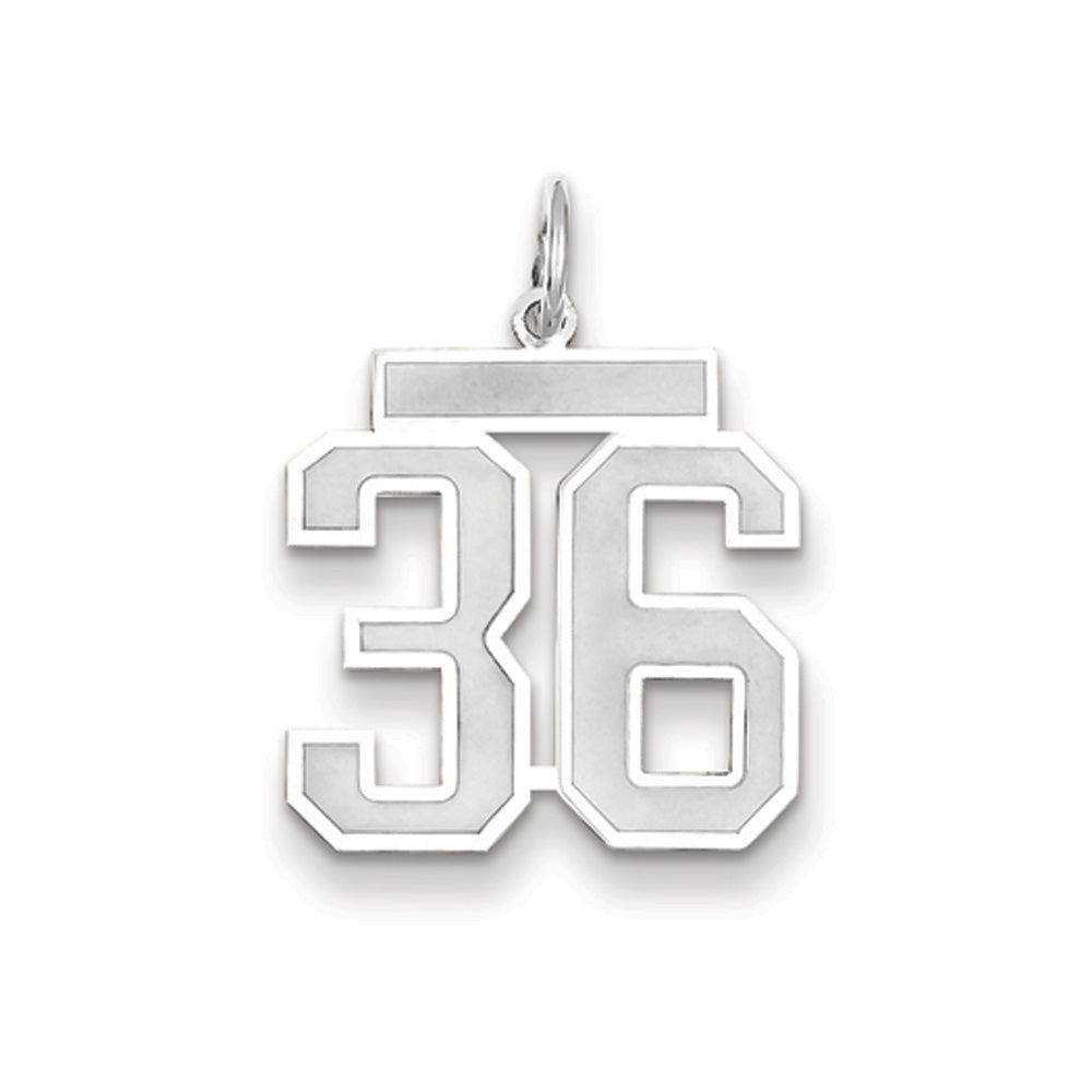 14k White Gold, Jersey Collection, Medium Number 36 Pendant, Item P10403-36 by The Black Bow Jewelry Co.