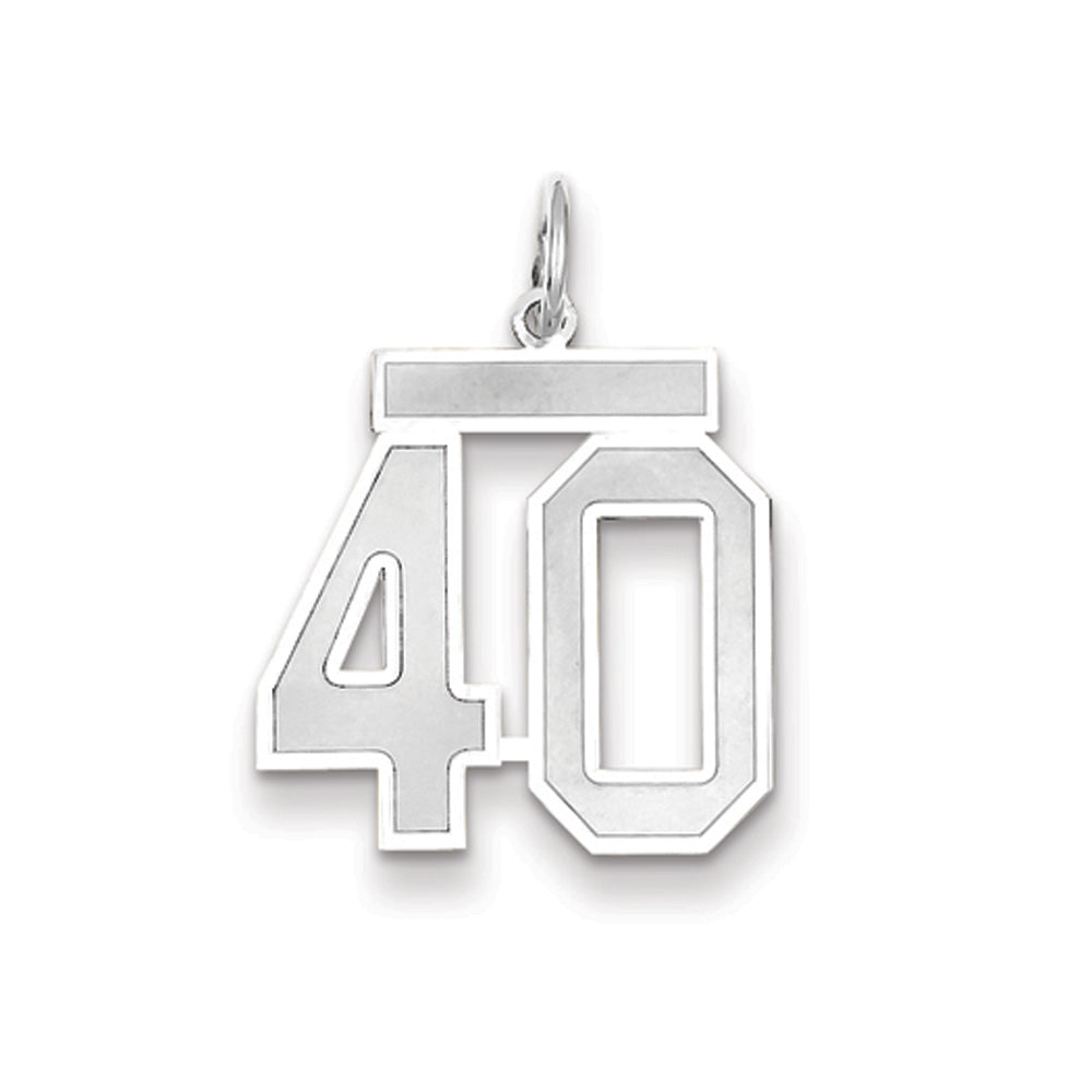 14k White Gold, Jersey Collection, Medium Number 40 Pendant, Item P10403-40 by The Black Bow Jewelry Co.