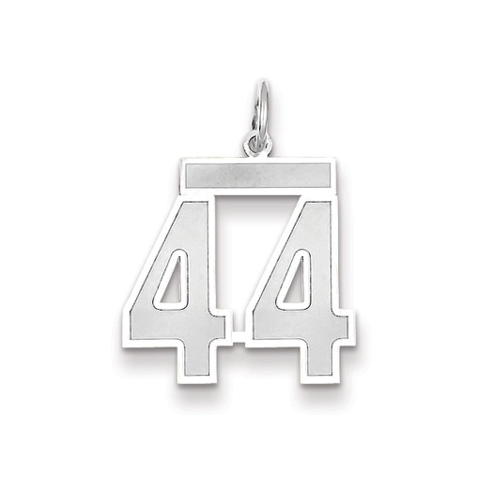 14k White Gold, Jersey Collection, Medium Number 44 Pendant, Item P10403-44 by The Black Bow Jewelry Co.