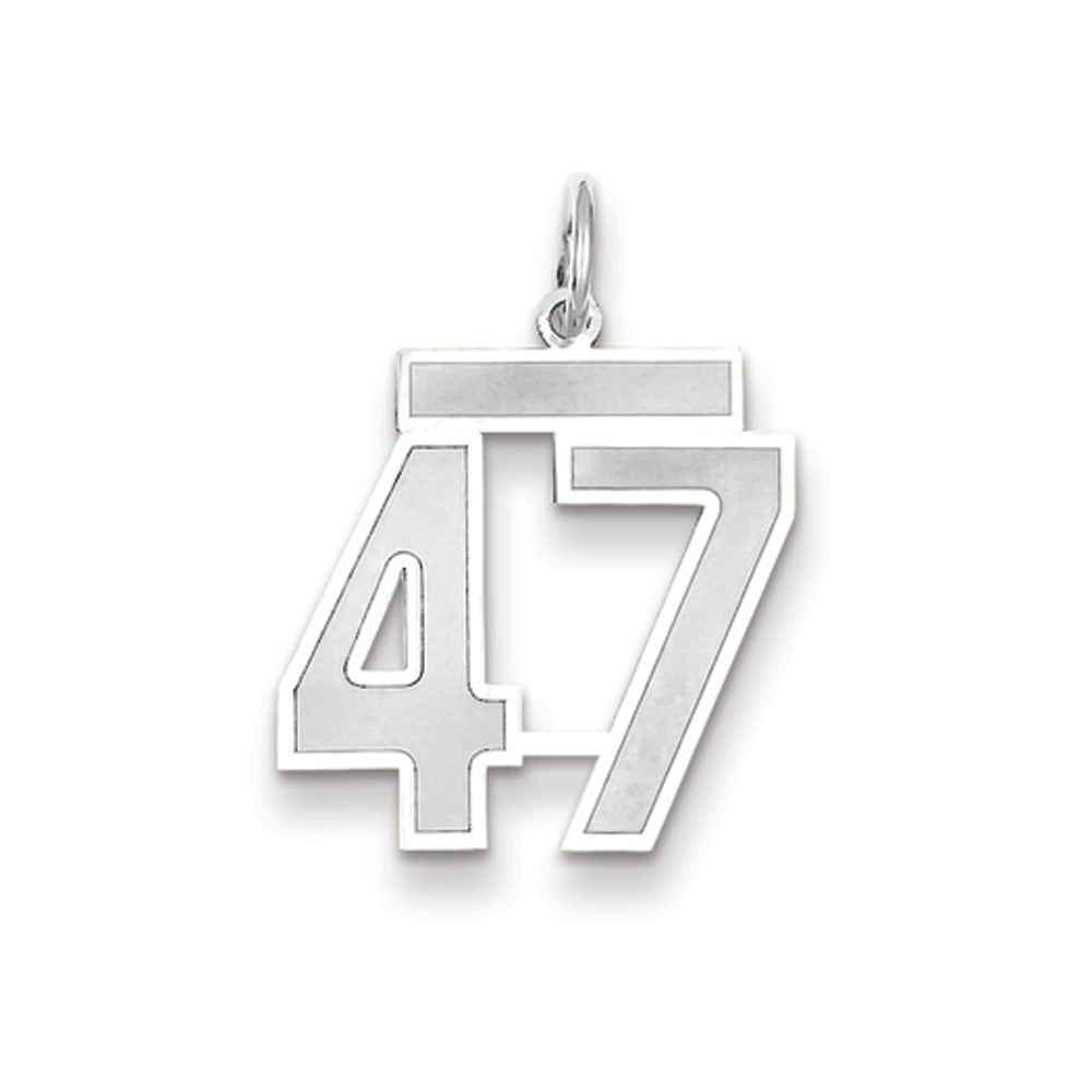14k White Gold, Jersey Collection, Medium Number 47 Pendant, Item P10403-47 by The Black Bow Jewelry Co.