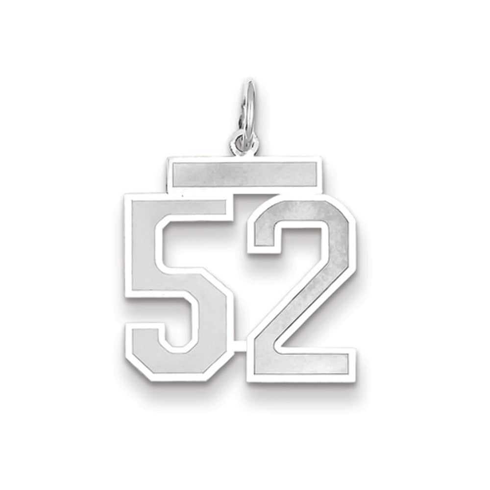 14k White Gold, Jersey Collection, Medium Number 52 Pendant, Item P10403-52 by The Black Bow Jewelry Co.