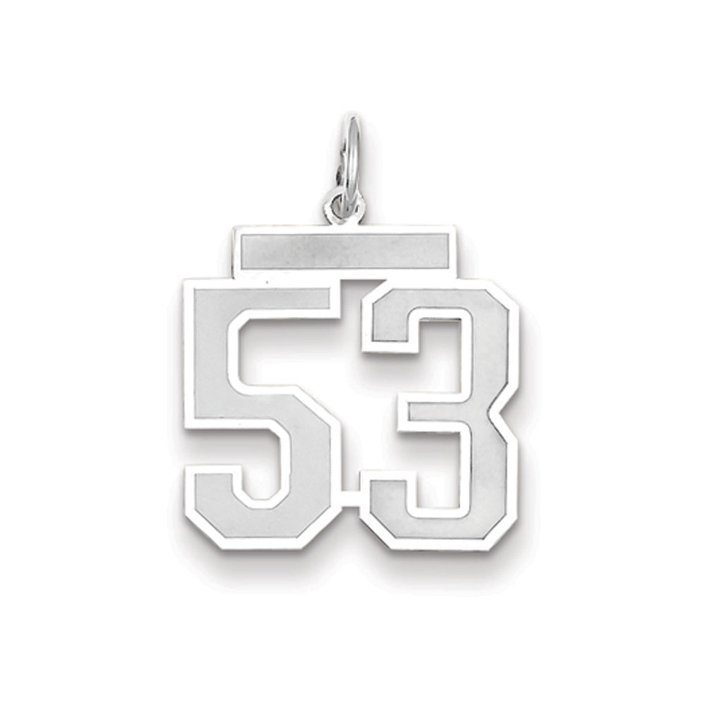 14k White Gold, Jersey Collection, Medium Number 53 Pendant, Item P10403-53 by The Black Bow Jewelry Co.