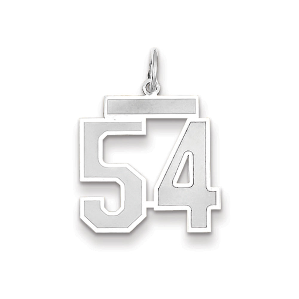 14k White Gold, Jersey Collection, Medium Number 54 Pendant, Item P10403-54 by The Black Bow Jewelry Co.