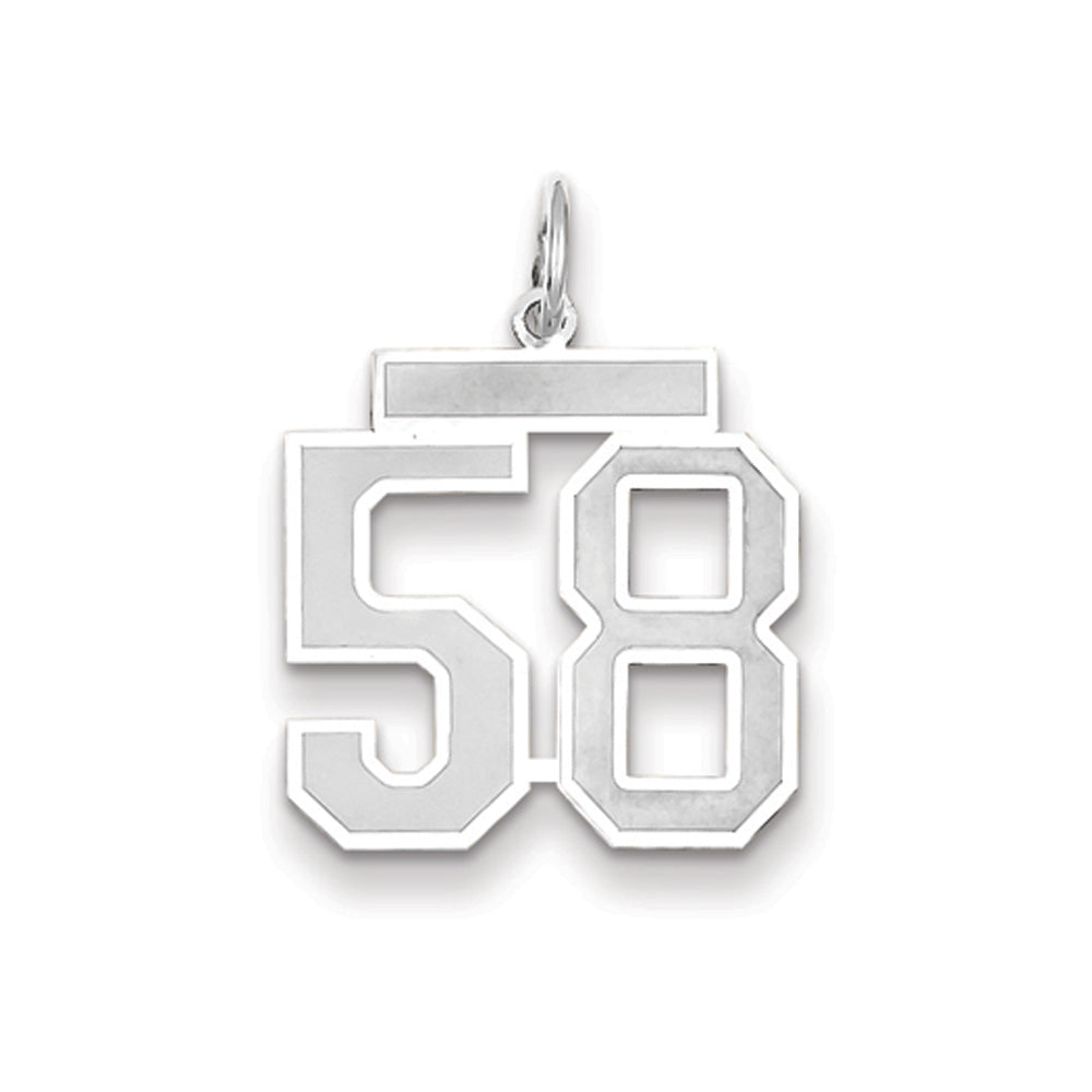 14k White Gold, Jersey Collection, Medium Number 58 Pendant, Item P10403-58 by The Black Bow Jewelry Co.