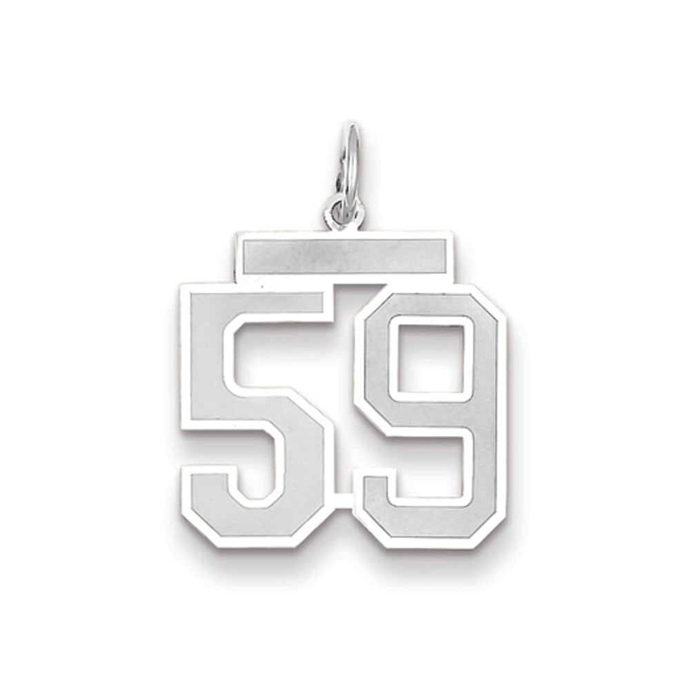 14k White Gold, Jersey Collection, Medium Number 59 Pendant, Item P10403-59 by The Black Bow Jewelry Co.
