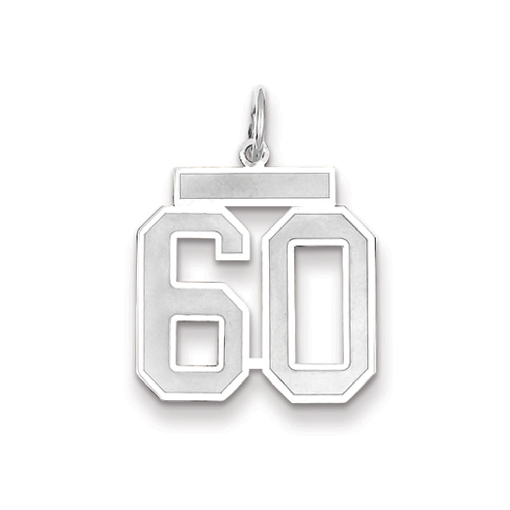 14k White Gold, Jersey Collection, Medium Number 60 Pendant, Item P10403-60 by The Black Bow Jewelry Co.