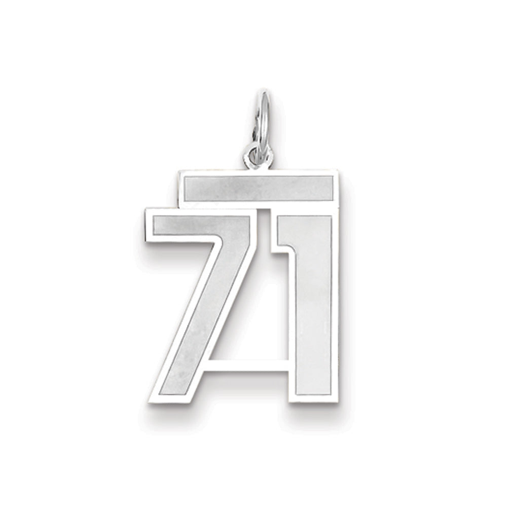 14k White Gold, Jersey Collection, Medium Number 71 Pendant, Item P10403-71 by The Black Bow Jewelry Co.