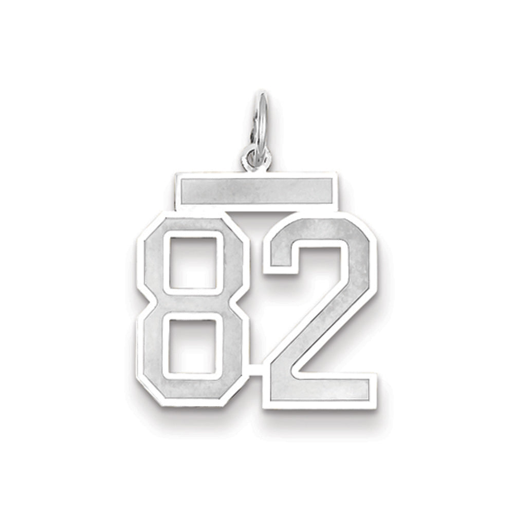 14k White Gold, Jersey Collection, Medium Number 82 Pendant, Item P10403-82 by The Black Bow Jewelry Co.