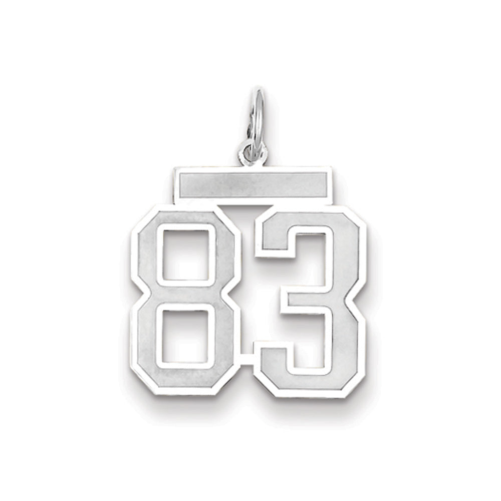 14k White Gold, Jersey Collection, Medium Number 83 Pendant, Item P10403-83 by The Black Bow Jewelry Co.