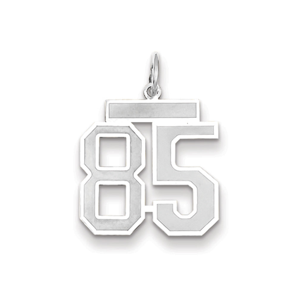 14k White Gold, Jersey Collection, Medium Number 85 Pendant, Item P10403-85 by The Black Bow Jewelry Co.