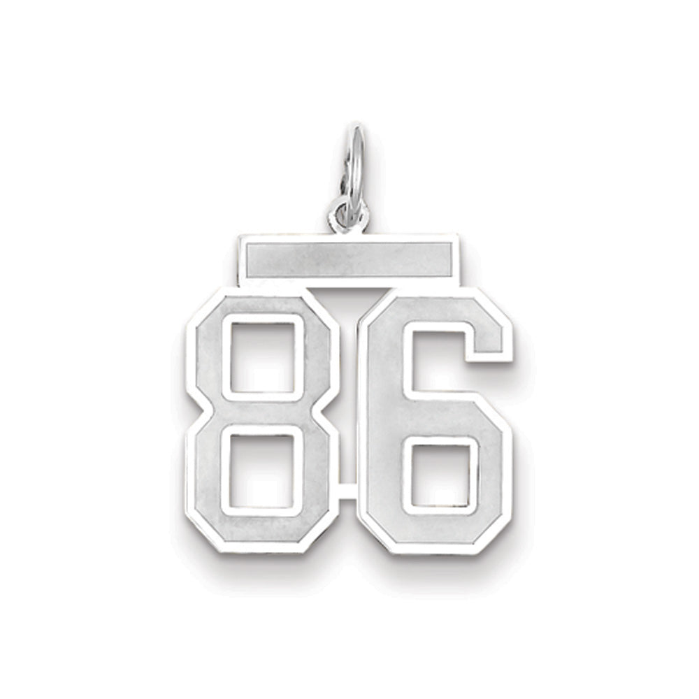 14k White Gold, Jersey Collection, Medium Number 86 Pendant, Item P10403-86 by The Black Bow Jewelry Co.