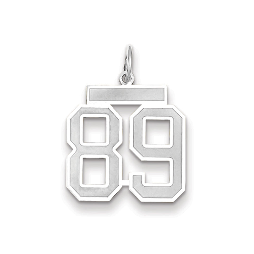 14k White Gold, Jersey Collection, Medium Number 89 Pendant, Item P10403-89 by The Black Bow Jewelry Co.
