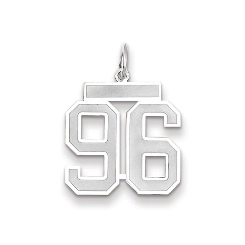14k White Gold, Jersey Collection, Medium Number 96 Pendant, Item P10403-96 by The Black Bow Jewelry Co.