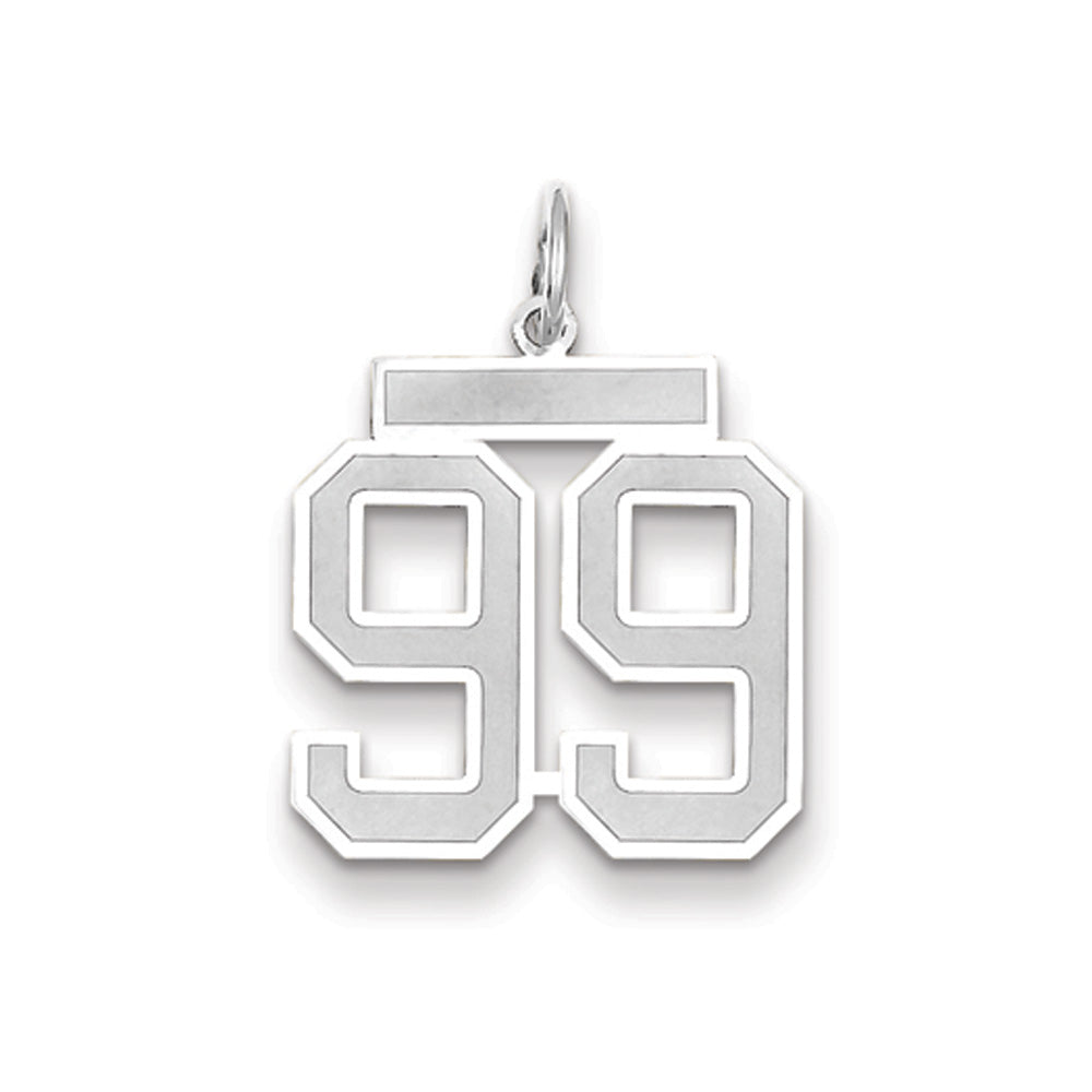 14k White Gold, Jersey Collection, Medium Number 99 Pendant, Item P10403-99 by The Black Bow Jewelry Co.