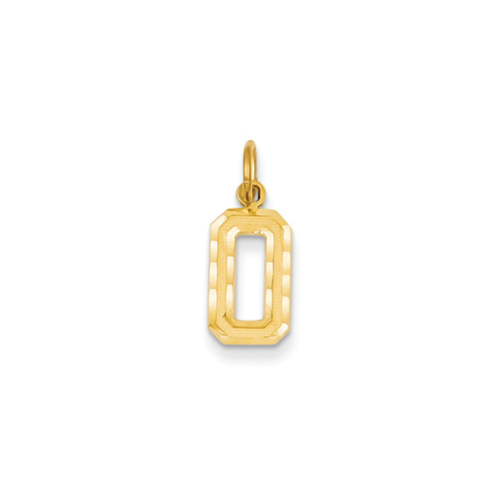14k Yellow Gold, Varsity Collection, Small D/C Pendant Number 0, Item P10408-0 by The Black Bow Jewelry Co.