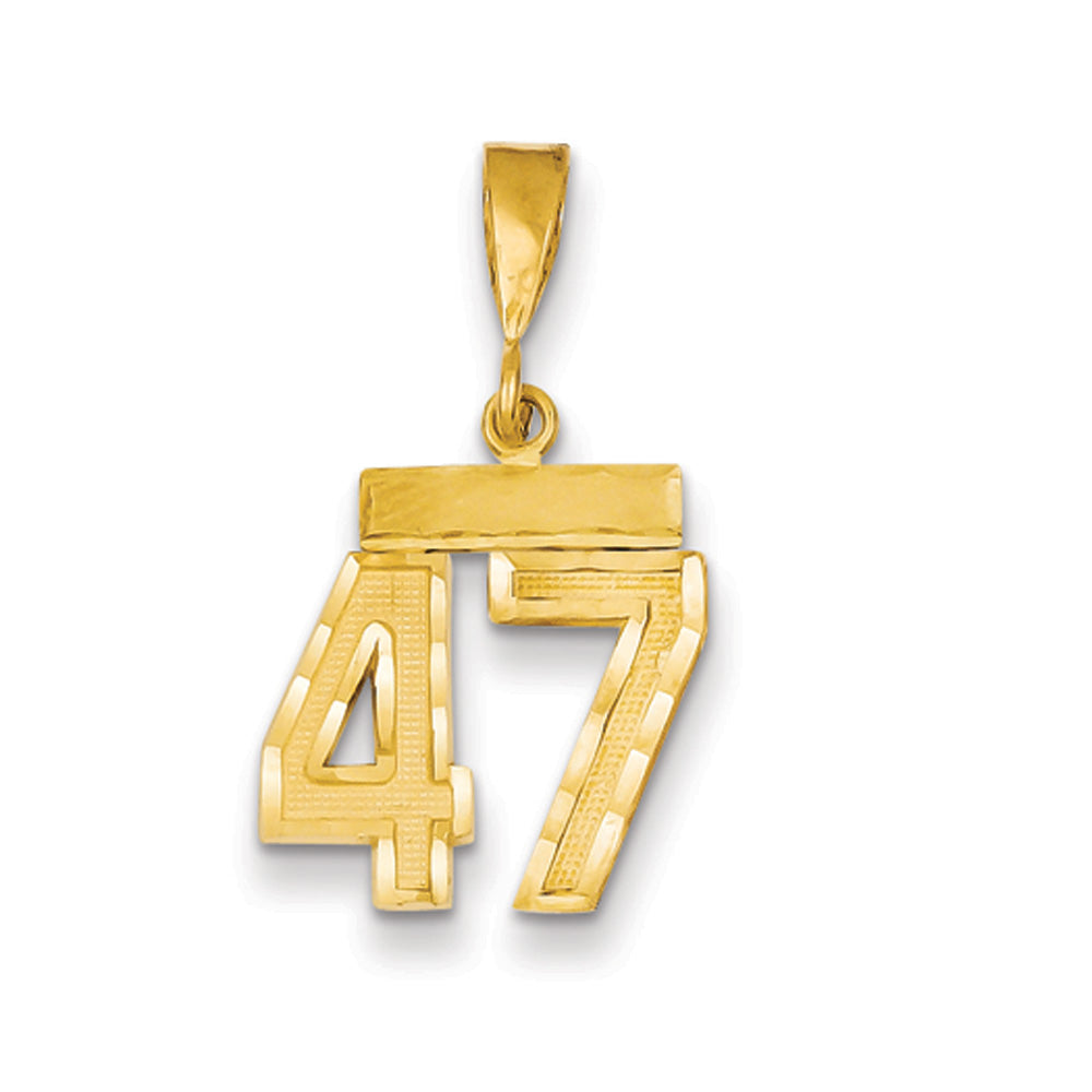 14k Yellow Gold, Varsity Collection, Small D/C Pendant Number 47, Item P10408-47 by The Black Bow Jewelry Co.